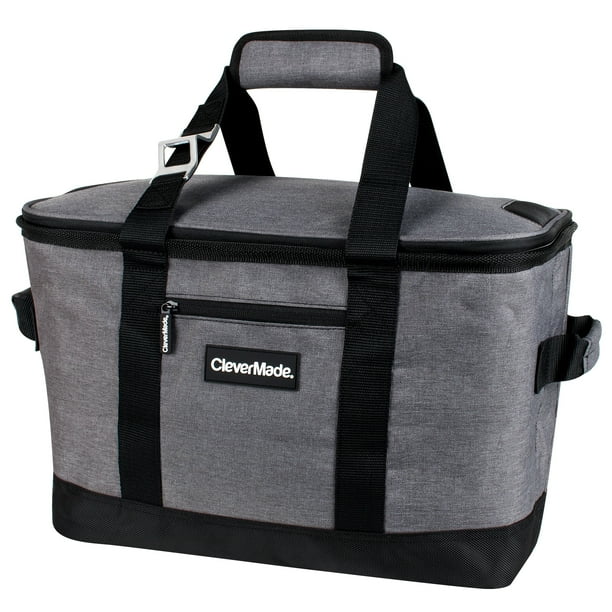30 Liter Insulated Tote Bag CleverMade SnapBasket 50 Can Soft-Sided Collapsible Cooler Heathered Charcoal/Black 7060-H011-0006 30 Liter Insulated Tote Bag CleverMade SnapBasket 50 Can Soft-Sided Collapsible Cooler Heathered Charcoal/Black 7060-H011-0006